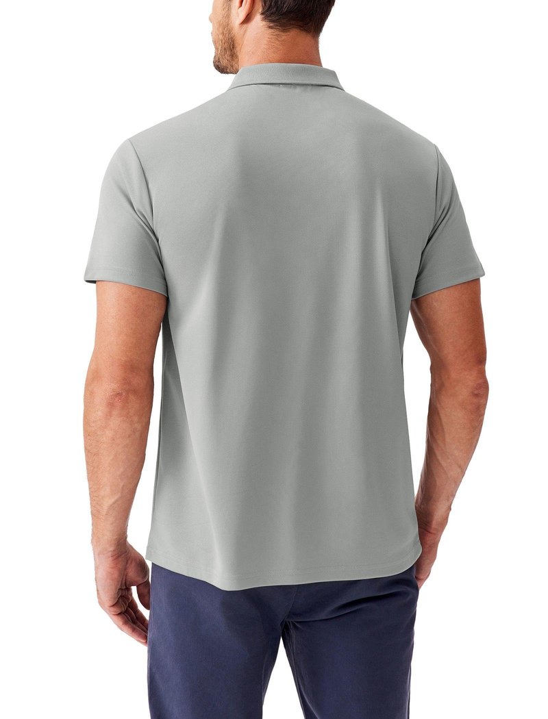 PINSPARK Men's Golf Polo Shirts Moisture Wicking Quick Dry Performance Short Sleeve Collared Shirt Slim Fit Athletic Polos Light Gray