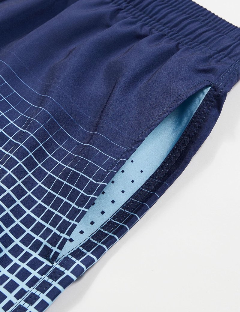 ELETOP Men's Swim Trunks Quick Dry Bathing Suit Swimming Board Shorts Mesh Lining Beach Swimwear Grid Gradient Blue S