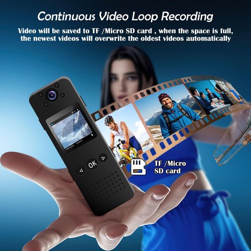 Body Camera with Audio and Video Recording, 1080P FHD Body Cam with 180° Rotating Lens, 8HR Battery & Night Vision, 64GB Wearable Camera for Pet, Home, Office, Easy-to-Use