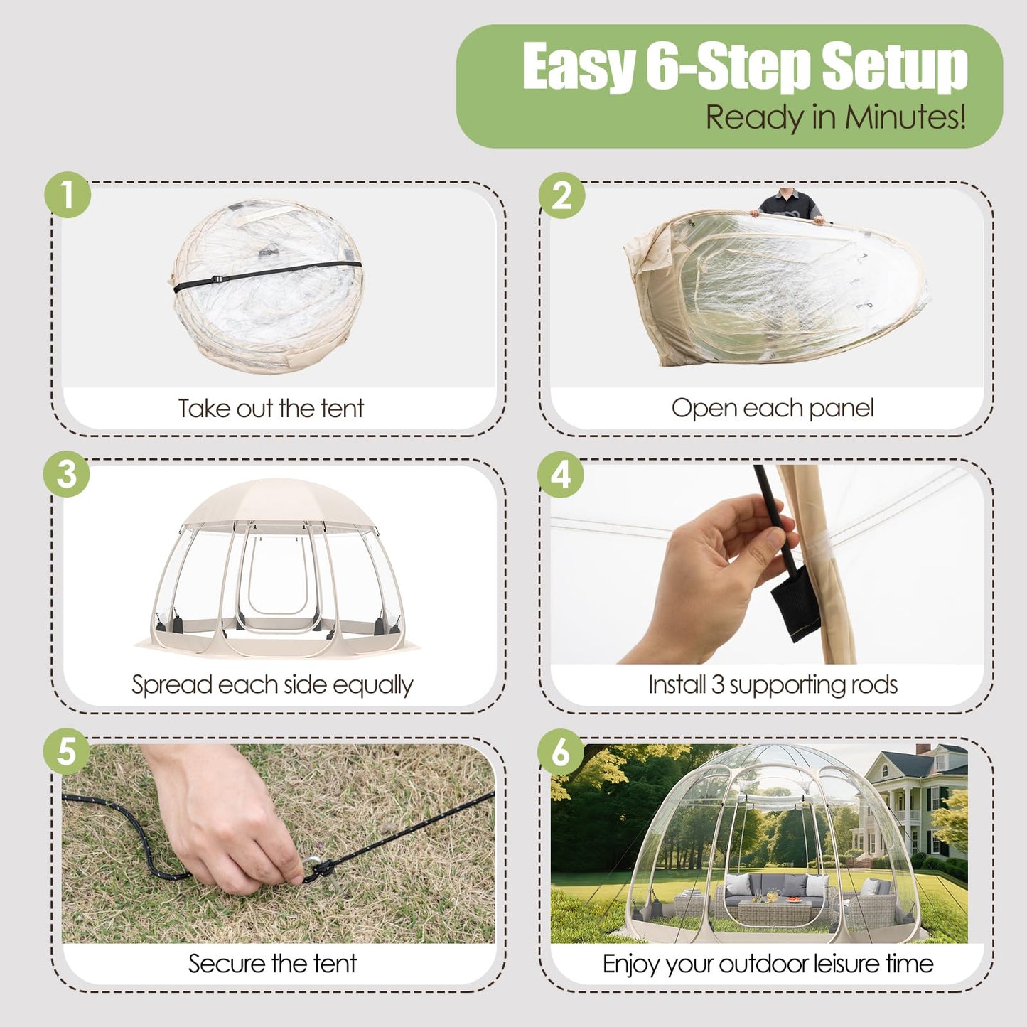 14 Person Bubble Tent with Waterproof Roof & Vent Windows – 12ft Camping Shelters,Outdoor Garden Dome Igloo with 0.15mm Thick Clear PVC, 540° Transparent camping screen room for Patio, Party, Backyard