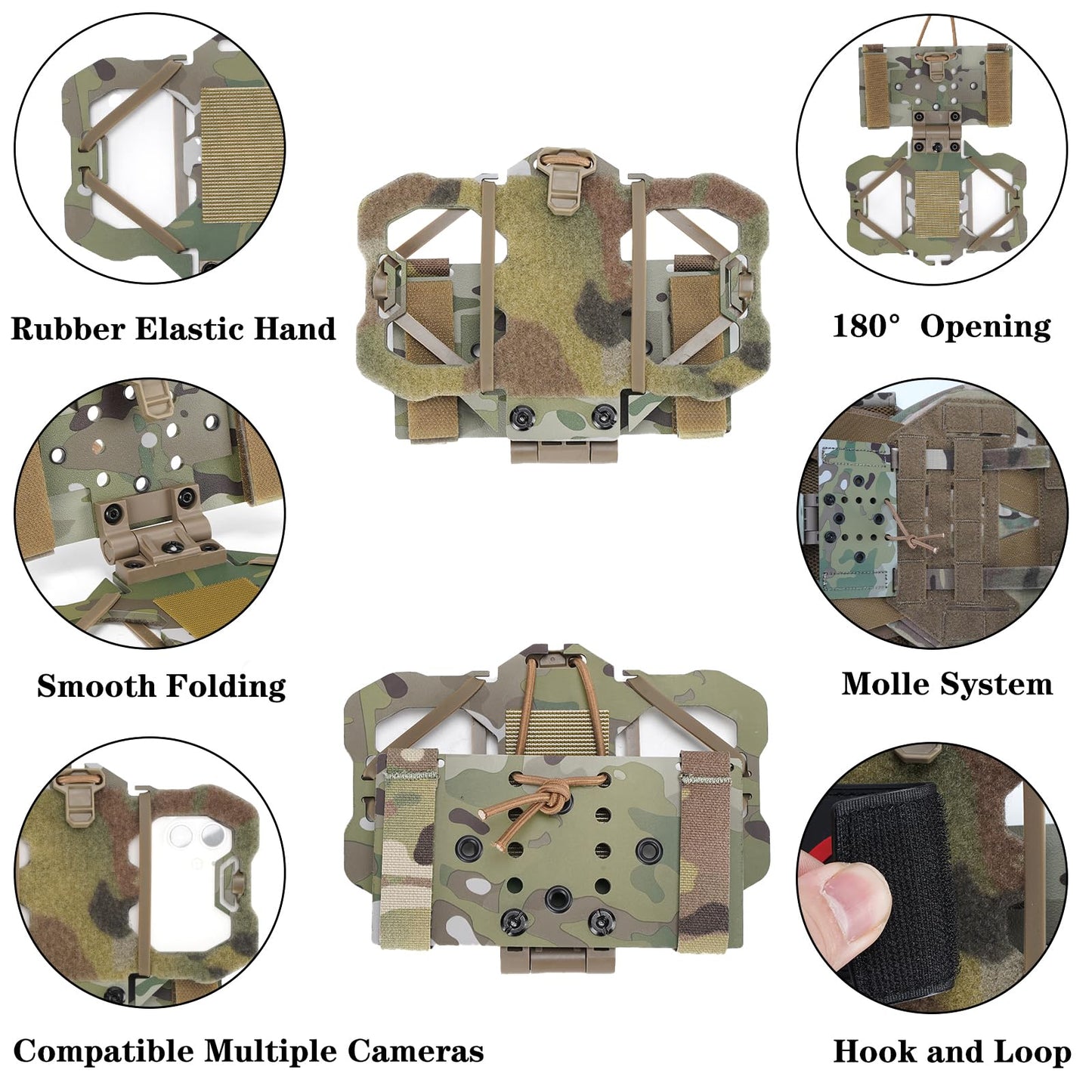 SIVIGEAR Tactical MOLLE Phone Holder for Plate Carrier Accessories - Fits 4.7"-6.4" Smartphones - Secure Chest Mount for Hunting & Tactical Gear, Camera-Compatible Design CP