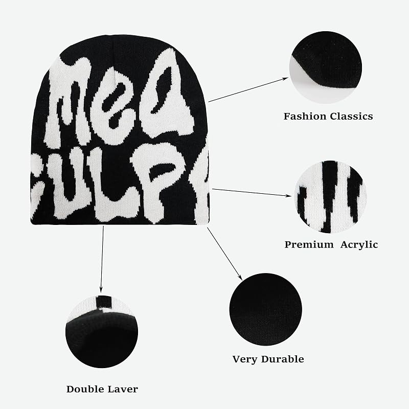 MEA Culpa One-Size Beanie for Men and Women with Double-Knit Warm Lining