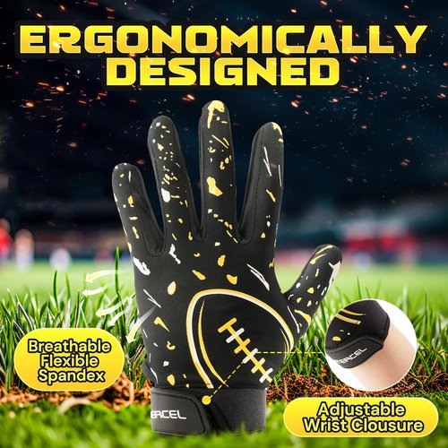 ATERCEL Youth Football Gloves Kids Sticky Receiver Gloves Grip Football Glove for Boys Girls