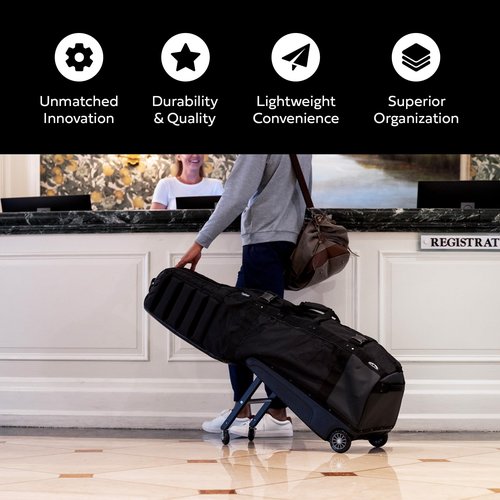 Sun Mountain ClubGlider Meridian - Heavy Duty Golf Travel Bag for Airlines - Convenient Golf Travel Bag with Wheels and Dense Foam Padding - Black