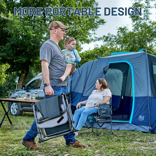 TIMBER RIDGE 2 Pack Camping Directors Chairs with Side Table Pockets, Portable Folding Heavy Duty Lawn Chair for Outdoor Fishing Trip Picnic Concert 400lbs, Blue