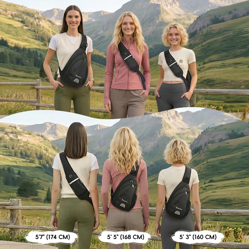 Seektop Anti Theft Crossbody Bag for Women RFID Blocking Waterproof Sling Backpack Lightweight 400D Nylon Small Chest Pack Shoulder Bag for Travel Hiking Commuting Men Black