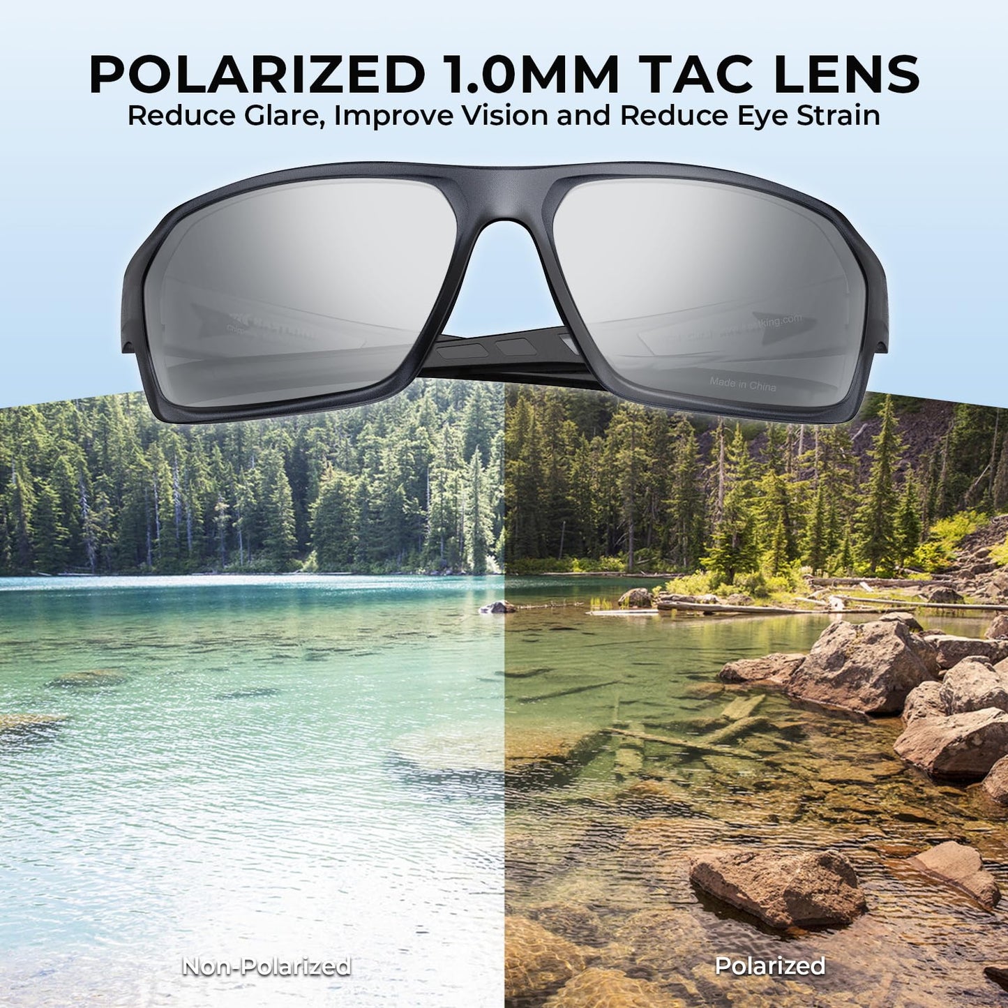 KastKing Chippewa Polarized Sunglasses – UV400 Protection, Full Wrap, 1.0mm TAC Lenses for Fishing, Cycling & Outdoor Sports