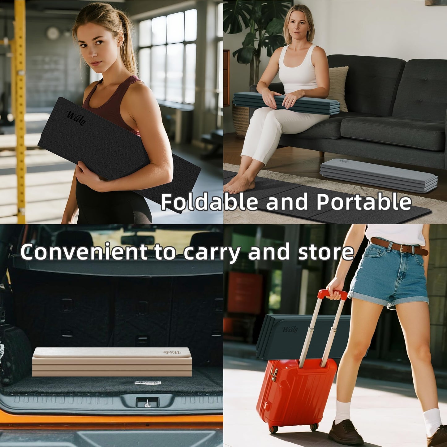 1/2 Inch Extra Thick Yoga Mat Pilates Equipment, 69"x24" Odorless Workout Mats for Home Gym, Non-slip Exercise Mats for Women Men Home Workout, Foldable Yoga Mats for Travel Camping Sleeping(Cinnamon)