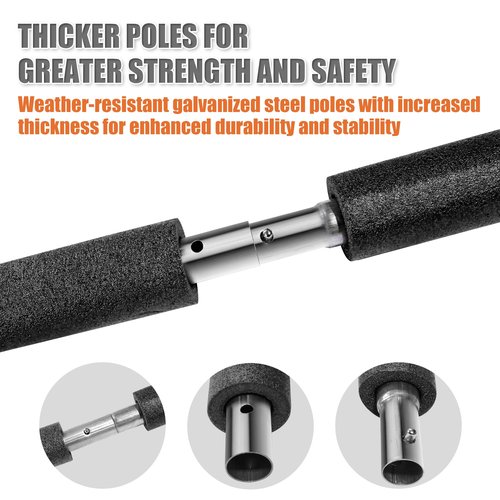 1PCS Upgraded Trampoline Replacement Pole – Thicker Universal Trampoline Enclosure Pole Fits 8-16FT Straight Pole Trampoline Frame,2 Installation Options, Includes Foam Sleeve, Pole Cap & Hardware