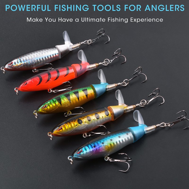 Bass Fishing Lures Set,Plopping Minnow Lure with Floating Rotating Tail Freshwater Artificial Hard Baits Swimbait Slow Sinking Lures for Trout Pike Walleye