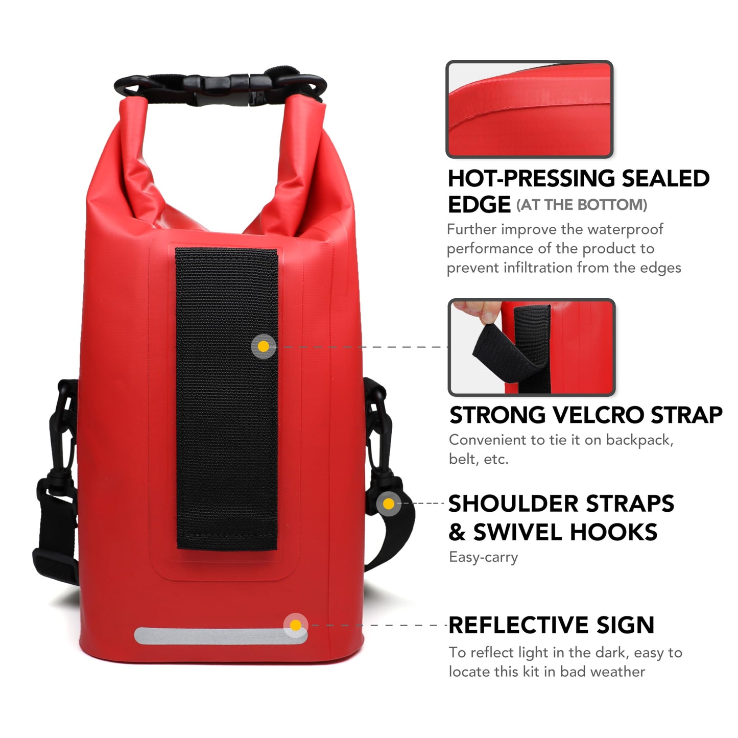 250 PCS Waterproof First Aid Kit, Roll Top Reflective Boat Dry Bag Bug Out Bag, Emergency Medical Kit Ideal for Boating, Camping, Fishing, Kayaking, Floating, Red