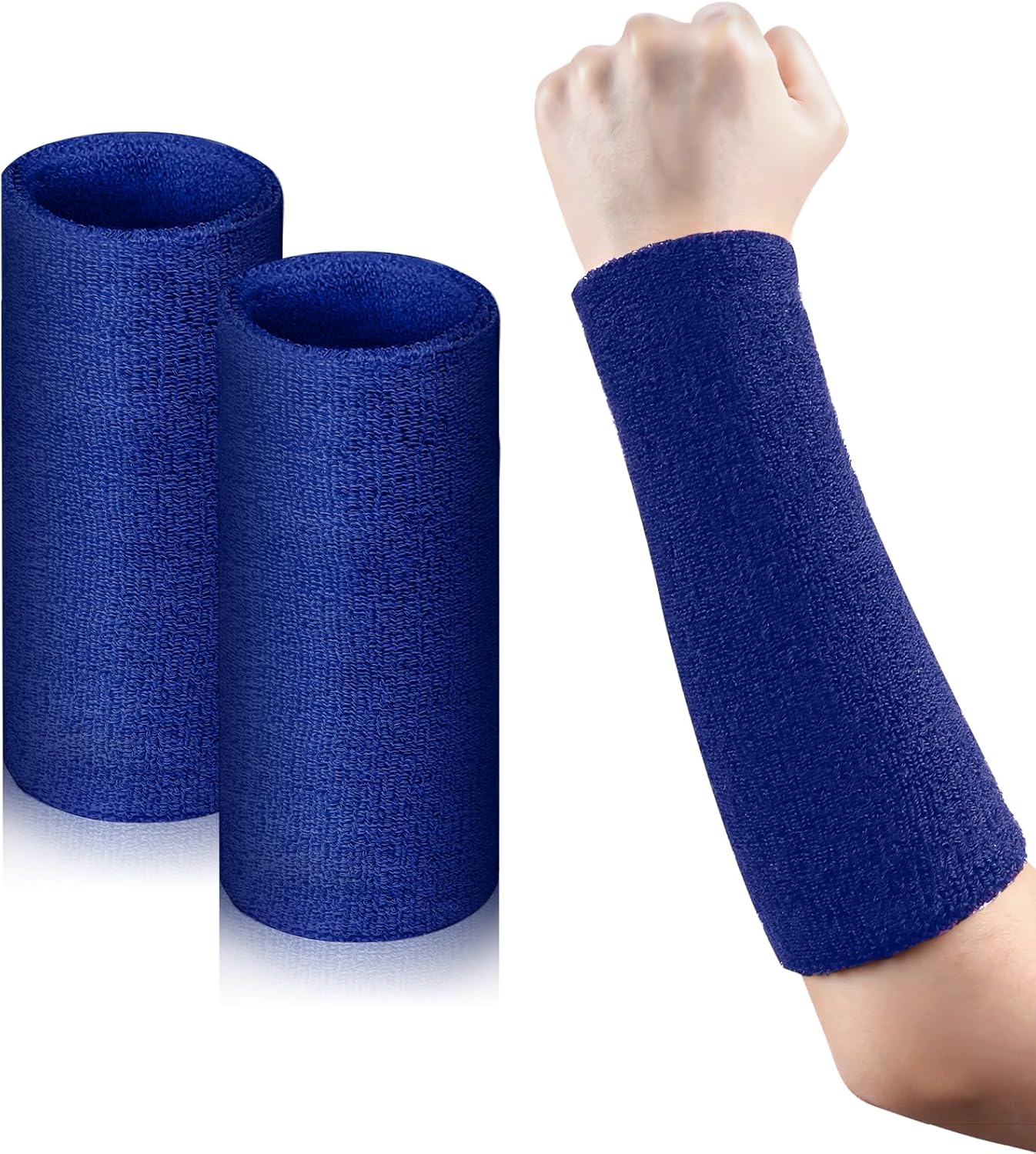 2 Pcs 9 Inch Long Wristbands Sweatbands Black Large Sweat Bands Wristbands Wrist Sweatbands Bulk Arm Sweat Bands for Men Women Weight Loss Football Workout