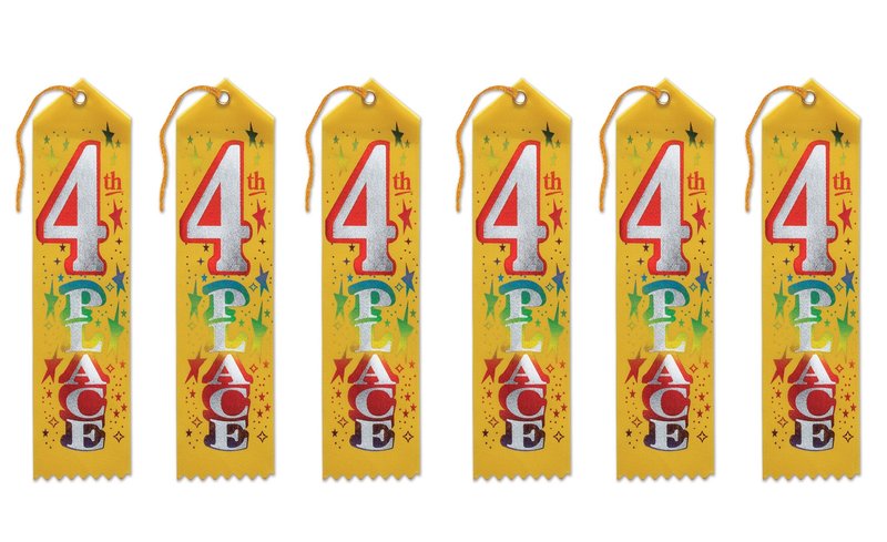 Beistle 4th Place Award Ribbons, 2 by 8-Inch, 6-Pack
