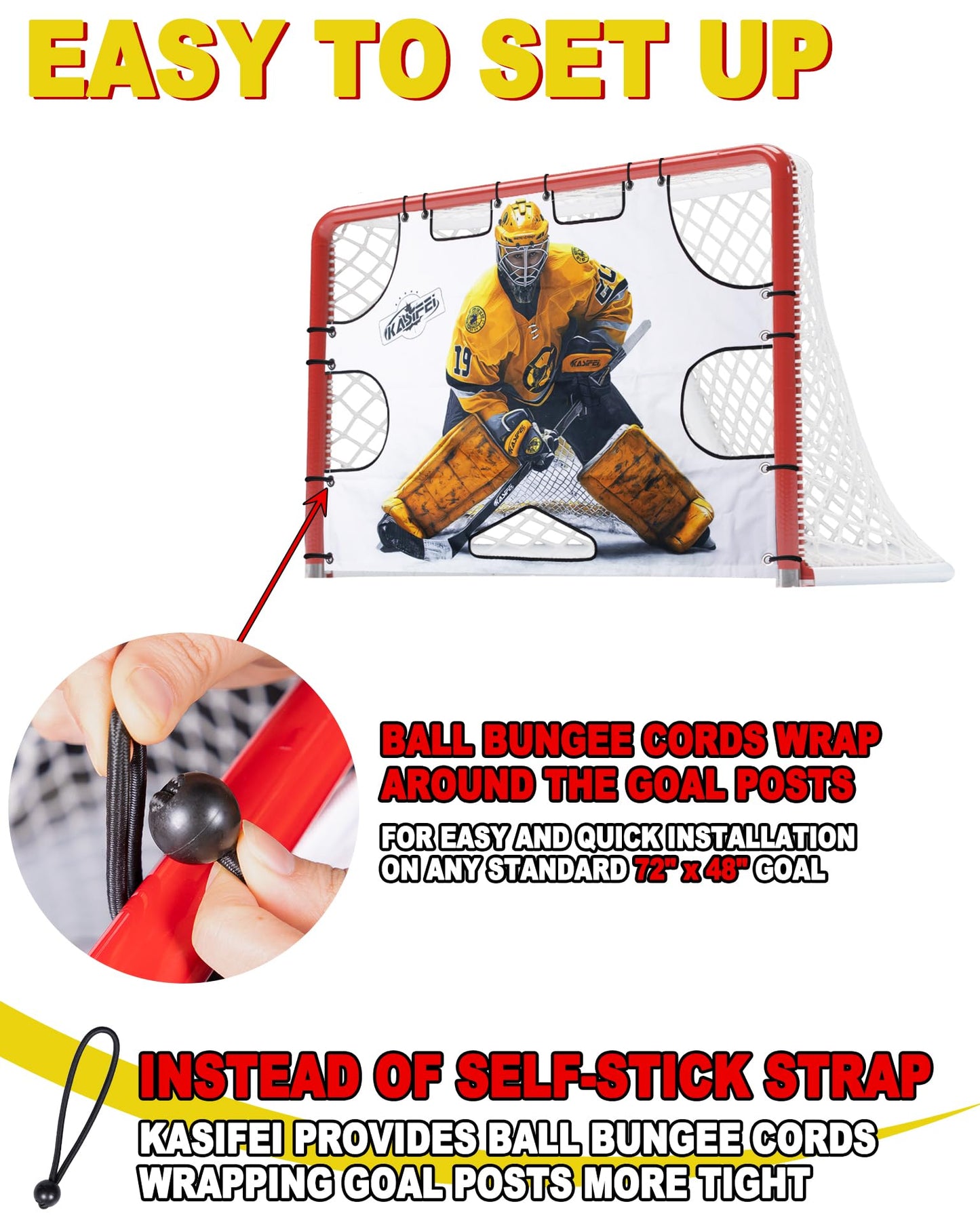 KASIFEI Hockey Net Goalie Targets - Shooter Tutor -Hockey Goal Targets for Practicing Shooting Accuracy - Hockey Training Equipment (72" (W) x 48" (H))