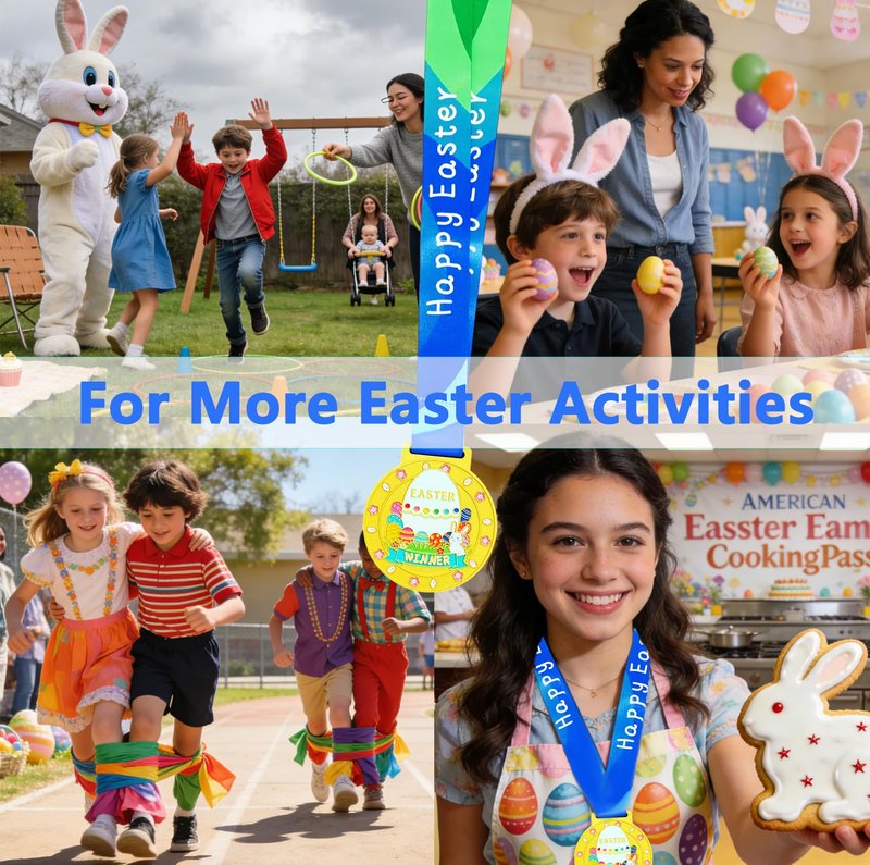 NyShineo Easter Medal for Egg Hunt Winner Awards, 2.56 Inch Metal Medals Reward Badges with Neck Ribbons, Treasure Hunt Champion Prizes, Party Favors Perfect for Easter Games Competitions