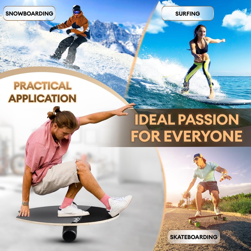 Yes4All 2-in-1 Balance Boards Set, 9 Adjustable Modes Surf Trainer, Wobble Board Exercise for Adults, Includes Roller & Ball