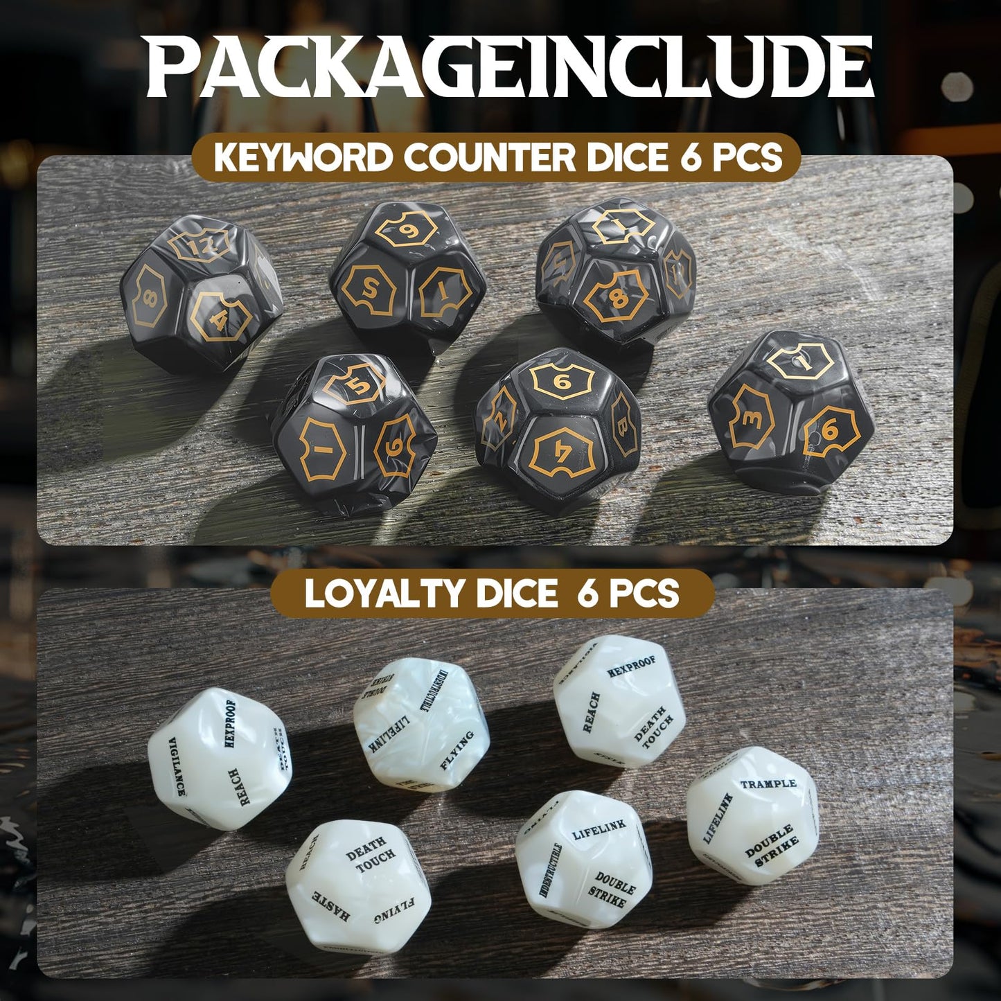 12 Pieces MTG Counter 12 Sided Abilities Keywords Dice Loyalty MTG Life Counter Tokens Dice Buff Tokens Compatible with Magic Card Game Accessories CCG Creature Stats (White)