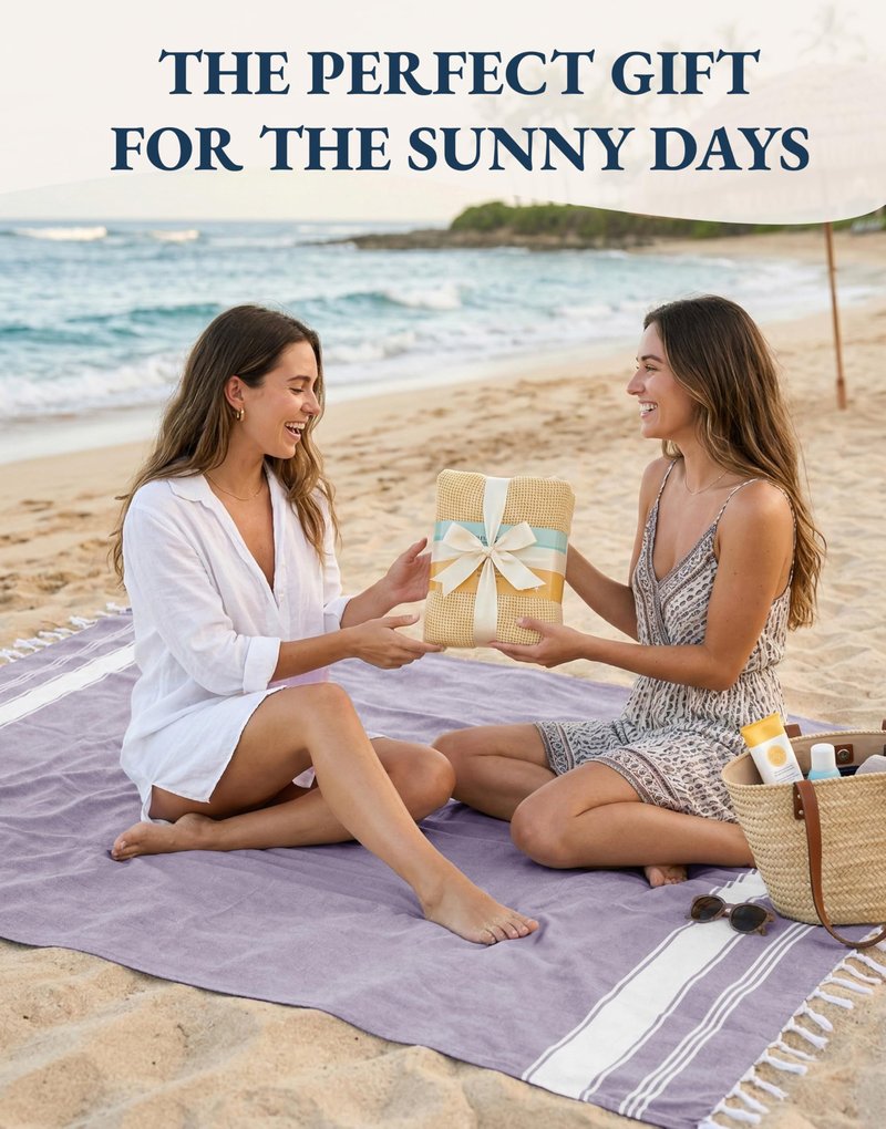 LANE LINEN Beach Towels 4 Pack Oversized - Turkish Towel Set, Pre-Washed Oversized Beach Towel, Quick Dry Beach Towels for Travel, Large Pool Towels, 39"x71" - Day Break