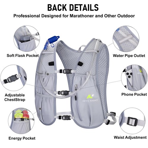 N NEVO RHINO Running Hydration Vest for Women 1.5L Water Bladder Backpack 5L Small -Lightweight Breathable Hydration Vest for Hiking Trail Running Cycling Marathon for Women