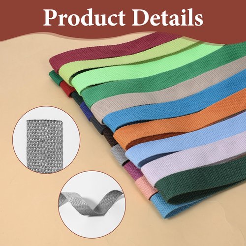 SynHHergyx 20 Rolls Cotton Webbing 65.6 Yards 1 Inch Mixed Polyester Cotton Weave Webbing Straps Bag Handles Strap for Cloth Tote Bag Cloth Belt DIY Crafts Outdoor Accessories 20 Colors
