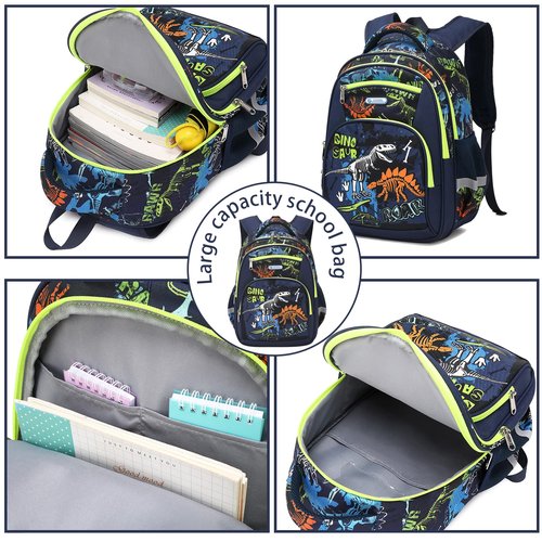 Cusangel Kids dino Backpack for Boys Elementary,Preschool School Bags 16 Inch Dinosaur Bookbag Multi Compartment,Sturdy Backpack Age 5-10(Dinosaur Fossil, Glow In The Dark)