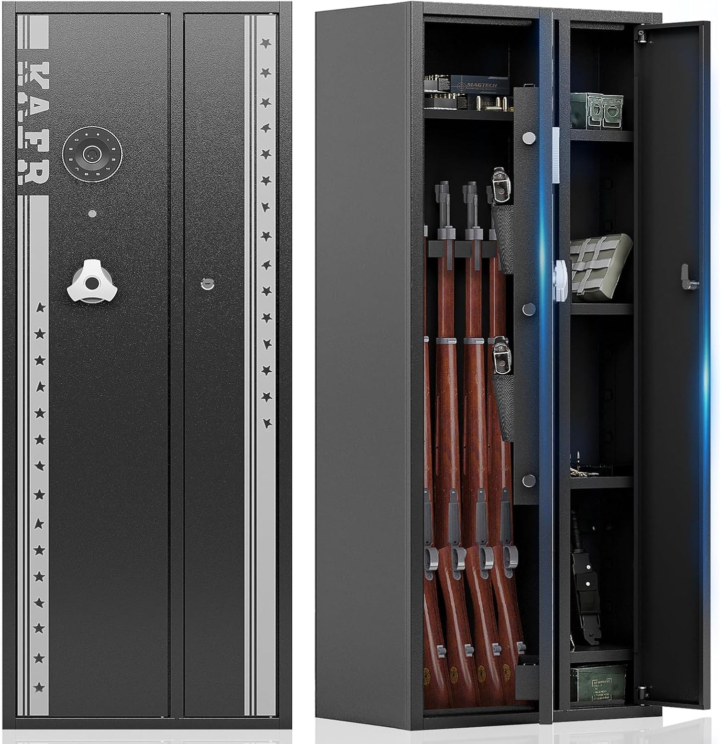 KAER 4-5 Gun Safe, Gun Safe for Rifles and Pistols, Large Gun Safes for Home and Shotgun, Gun Cabinet for Home, Gun Cabinet, Quick Access Gun Safe, Gun Safe with Removable Shelf and Gun Rack