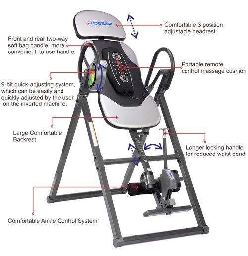 CUDOEEAI Model 1 Massage Inversion Table,Folding Heavy Duty and 300 lb Weight Capacity,Inversion Table for Back Pain Relief