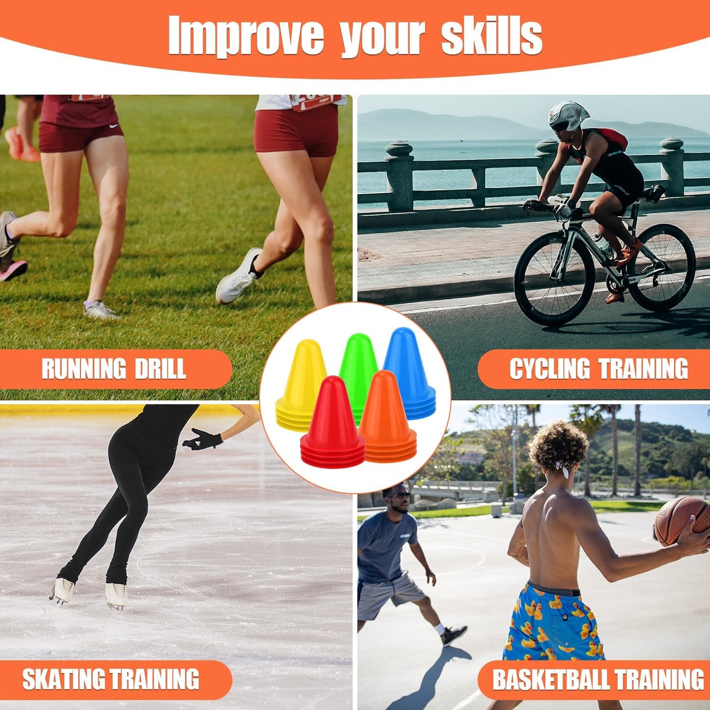 20pcs Soccer Cones, 3.15 Inch Mini Practice Cones Sports Cones Field Markers Cones Basketball Cones Training Cones for Outdoor Indoor Basketball Football Footwork Training