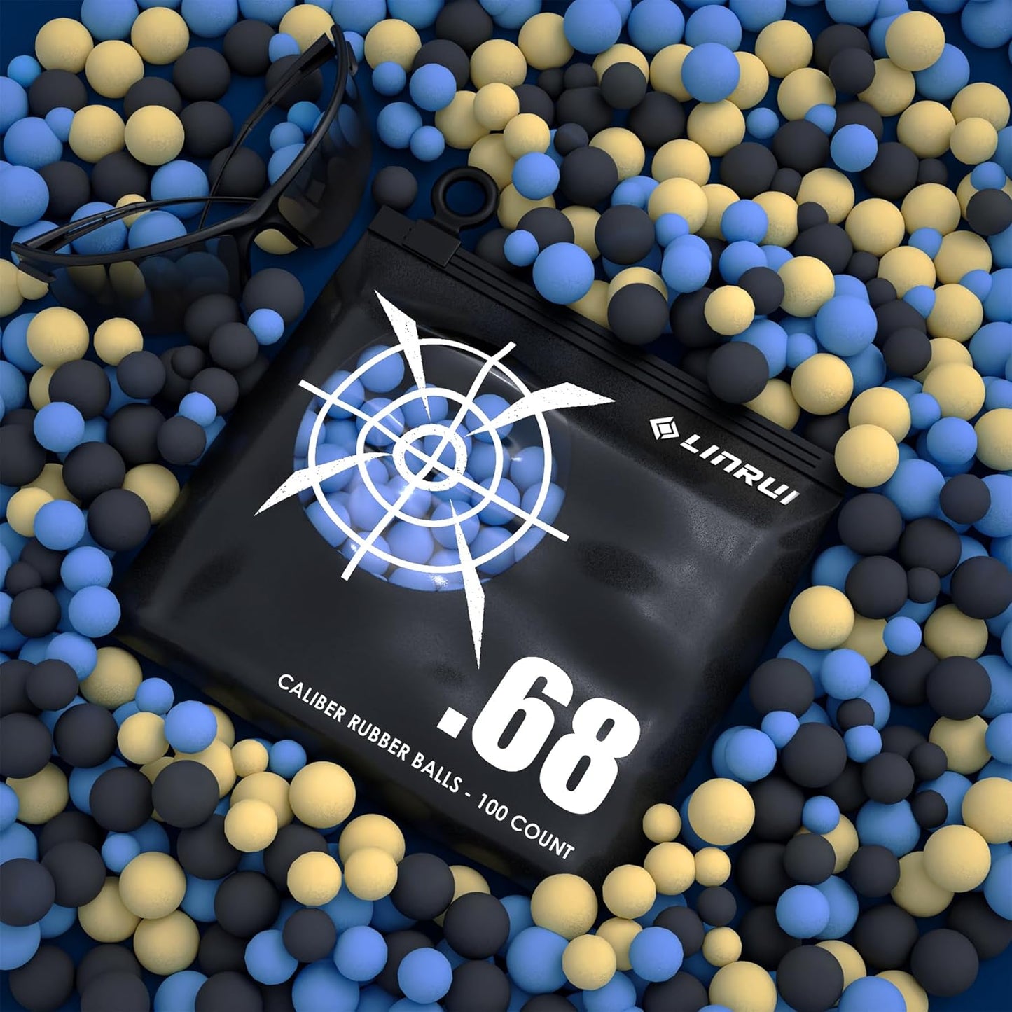 100ct .68 Cal Paintballs for Reusable Training and Less Lethal Self Defense Balls, Paintballs .68 Caliber Ammo Rubber Projectile Fit for Byrna SD/T4E HDR/Paintball Guns