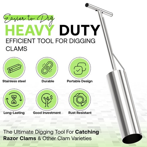 SturdyShape Clam Gun for Clamming Stainless Steel with Vent V4 36 Inch and 5 Inch Tube Diameter HD for Recreational Clam Diggers & Harvesters (V4 36inch)