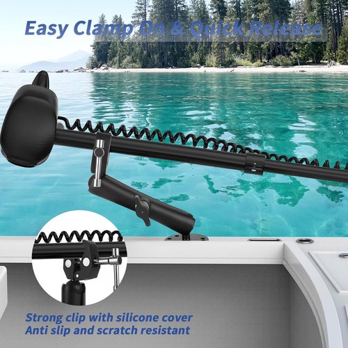 Trolling Motor Stabilizer Mount Support for Minn kota Terrova/Riptide Terrova/Ulterra/PowerDrive, Tough-Claw Boat Trolling Motor Bracket Reduce Bounce, 360° Adjustable, Fits to 0.6" to 2" Diameter Bar