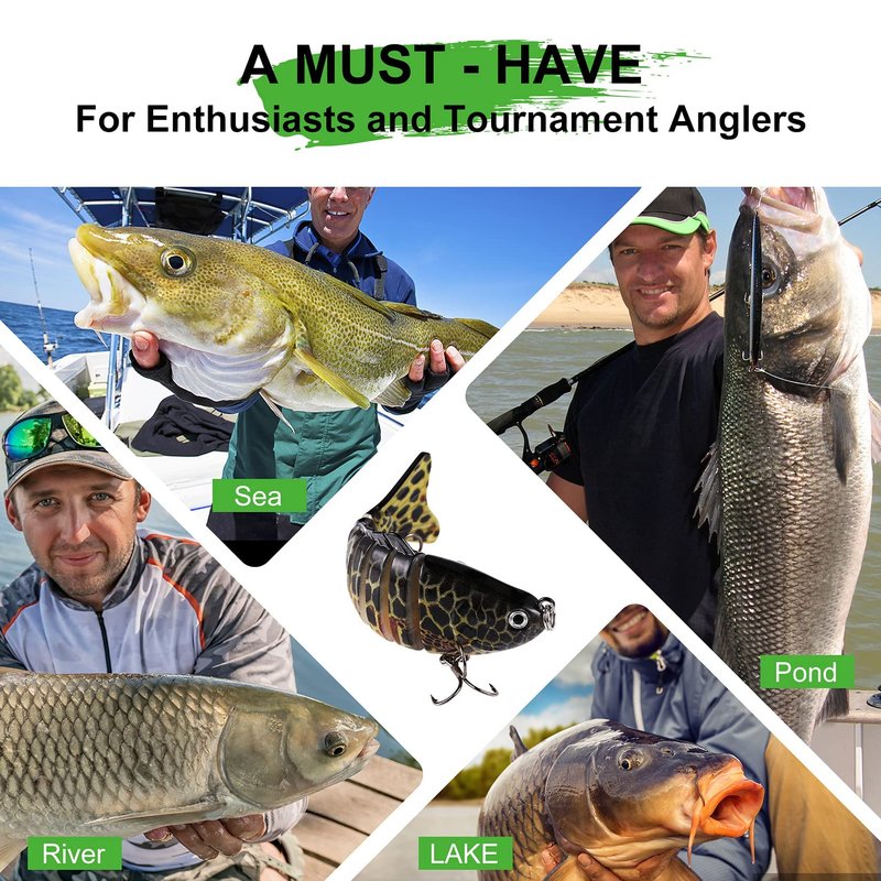 6Pcs Fishing Lures for Bass, Topwater Trout Lure, Multi Jointed Swimbaits, Multi-Jointed Slow Sinking Hard Baits, Swimming Lures for Freshwater Saltwater, Lifelike Fishing Lures Kit