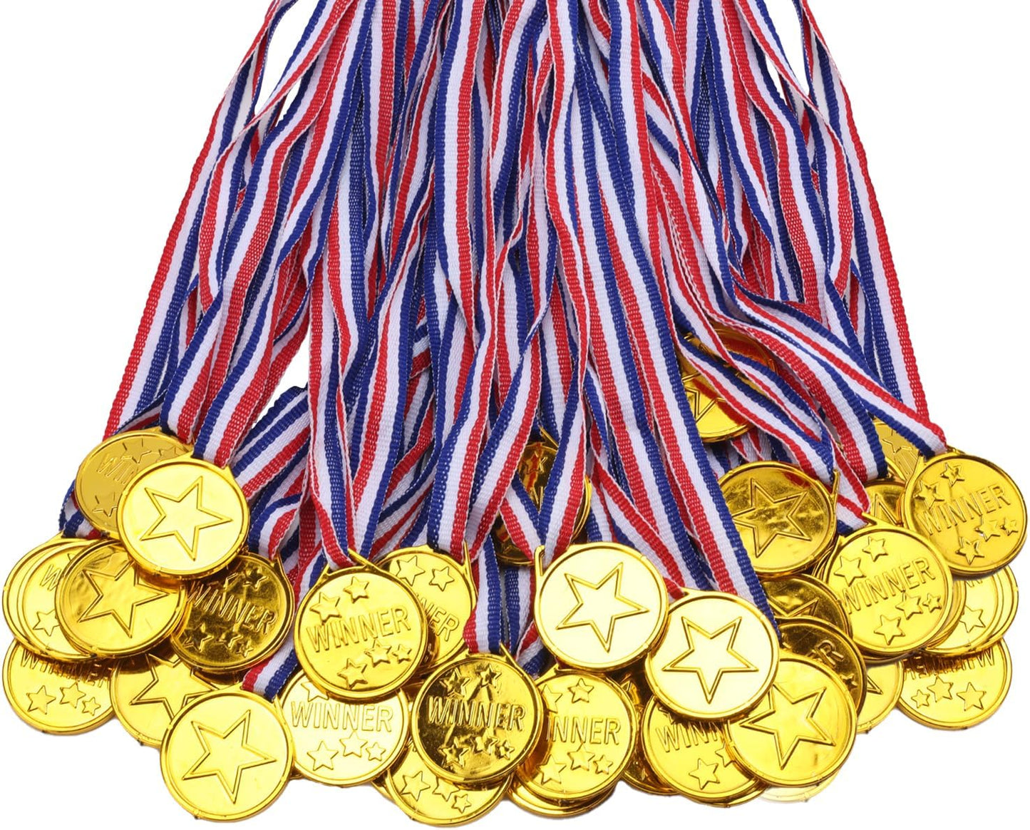 100 Pieces Gold Medals for Kids Medals for Awards Plastic Winner Award Medals for Sports, Competition, Talent Show, Spelling Bee Birthday Party Favors Gifts