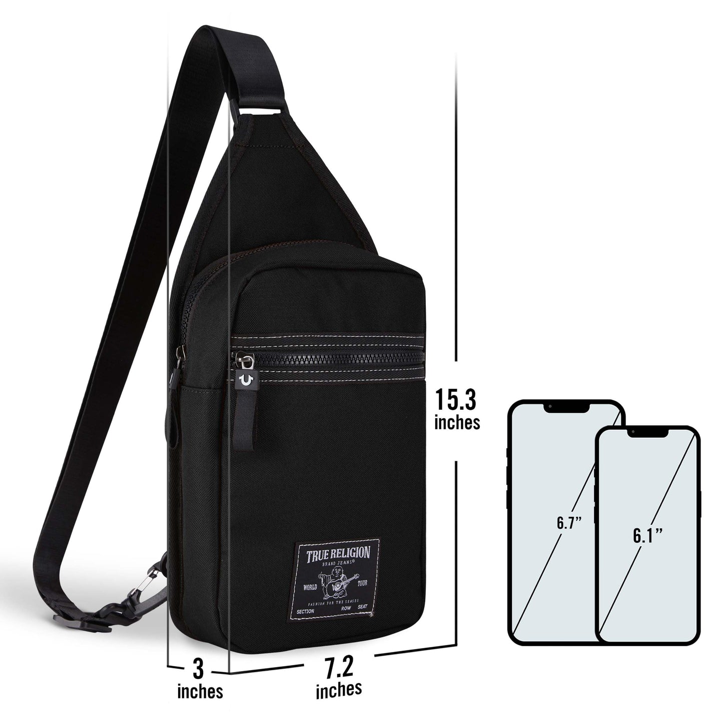 True Religion Crossbody Bag Men – Casual Shoulder Sling Bag for Men, Small Travel Men’s Crossbody