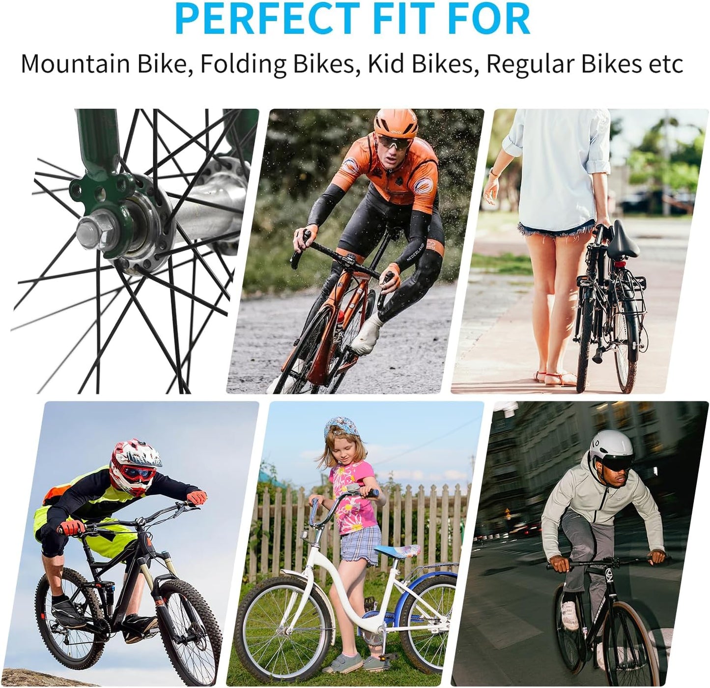 12PCS Bicycle Axle Nuts and Safety Washers, 3 Size M8 M9.5 M10 Bike Wheel Nuts Kit, Black Silver Bike Axle Nuts Washers for Front Rear Mountain Road Kid City Bike Wheel