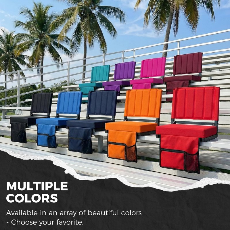 SPORT BEATS Stadium Seats with Back Support Bleacher Chairs with Back and Cushion Thick Padded Bleacher Seats Includes Shoulder Strap Maroon 2pcs Standard