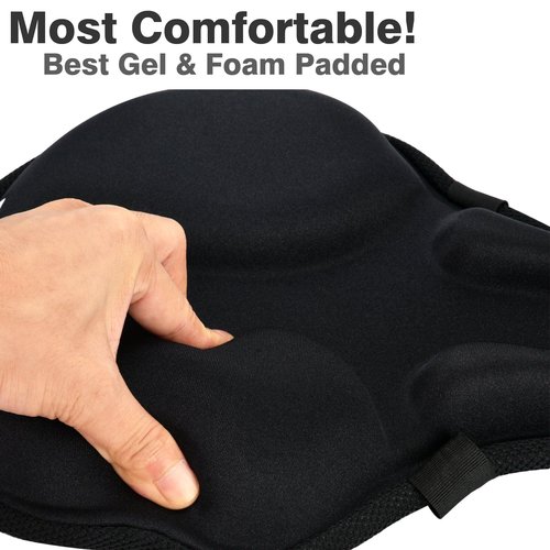 DAWAY C6 Large Comfortable Exercise Bike Seat Cover - Wide Soft Foam & Gel Padded Bicycle Saddle Cushion for Women Men Seniors, Fits for Peloton, Stationary, Cruiser Bikes, Indoor Outdoor Cycling