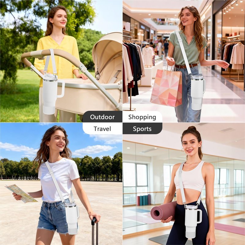 Cup Accessories Set Compatible with Stanley H2.0 & Protour 30oz 40oz, Includes Protective Boot, Shoulder Strap & Handle Strap, Handle Shoulder Carrying Strap for Women Men