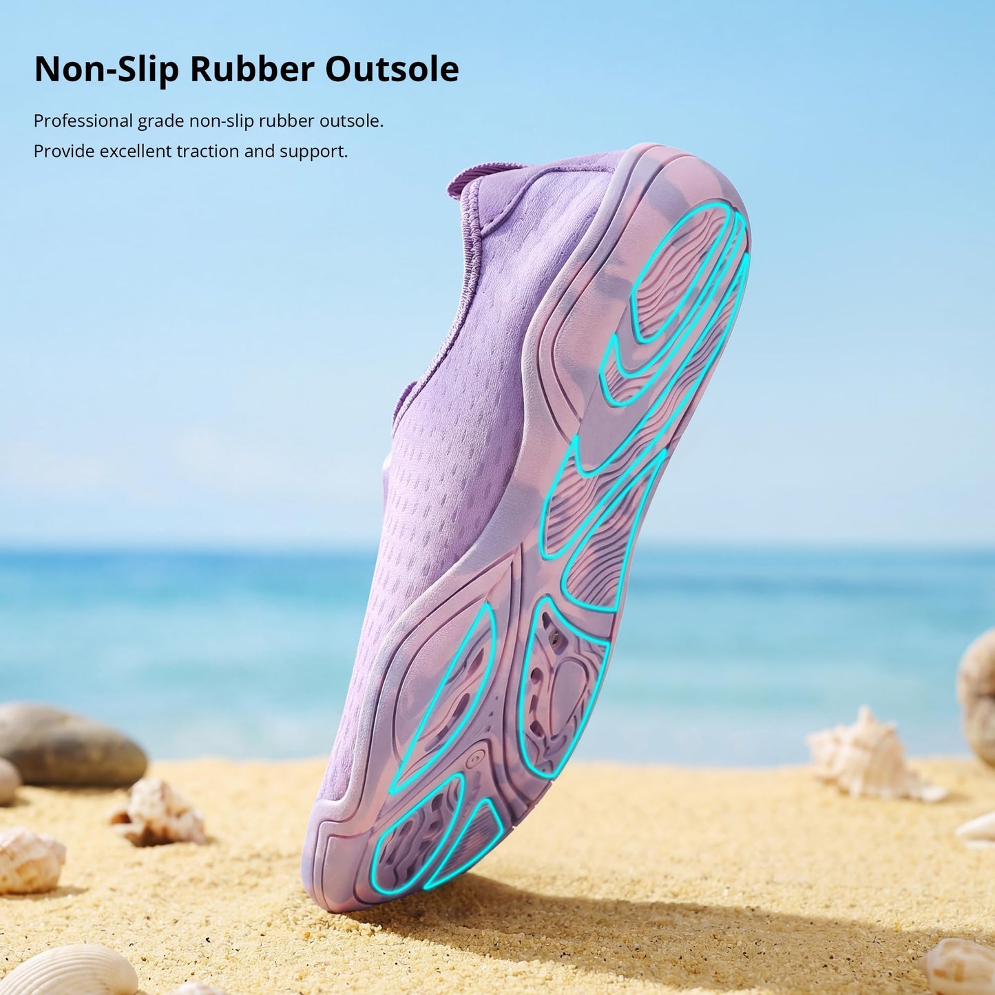 Stelle Water Shoes for Women Men Barefoot Quick Dry Aqua Socks for Swim Beach River Pool Surf Yoga Shower(Lilac,11MW)