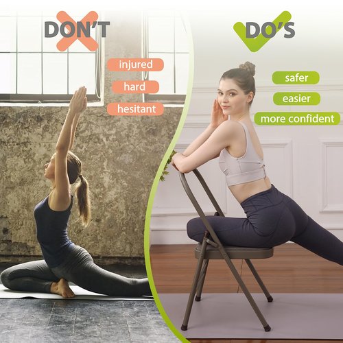 BODYRHYTHM Yoga Auxiliary Chair with Lumbar Back Support for Abs & Core, Balance Handstand, Flexibility and Strength Training and Back Pain Relieving. (Grey)