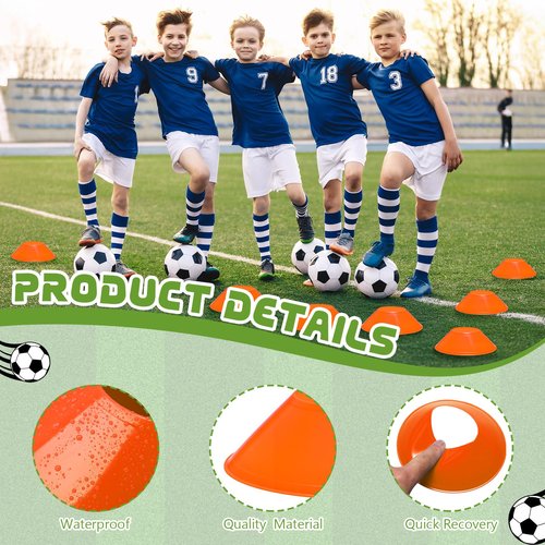 wlilupah 25 Pcs Mini Soccer Cones for Sport Agility Disc Cones Soccer Training for Agility Drills Sports Football Basketball Football Basketball Drills (Orange)