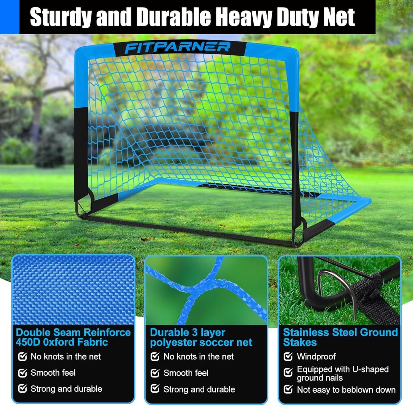 Kids Soccer Goals for Backyard Set - 2 Set of 4X3 ft Soccer Nets for Kids Age 3-14,Portable Pop Up Soccer Training Equipment Kit with Soccer Ball,Cones for Toddler Youth Outdoor
