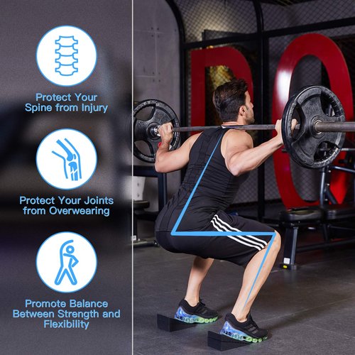 Squat Wedge for Heel Elevated Squats: Adjustable Rubber 4Pcs Calf Raise Block - Improve Range of Motion & Strength - Gym Exercise Physical Recovery