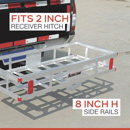 Ultra-Tow Aluminum Hitch Cargo Carrier- 500-Lb Capacity Silver 49inx22.5inx8inH