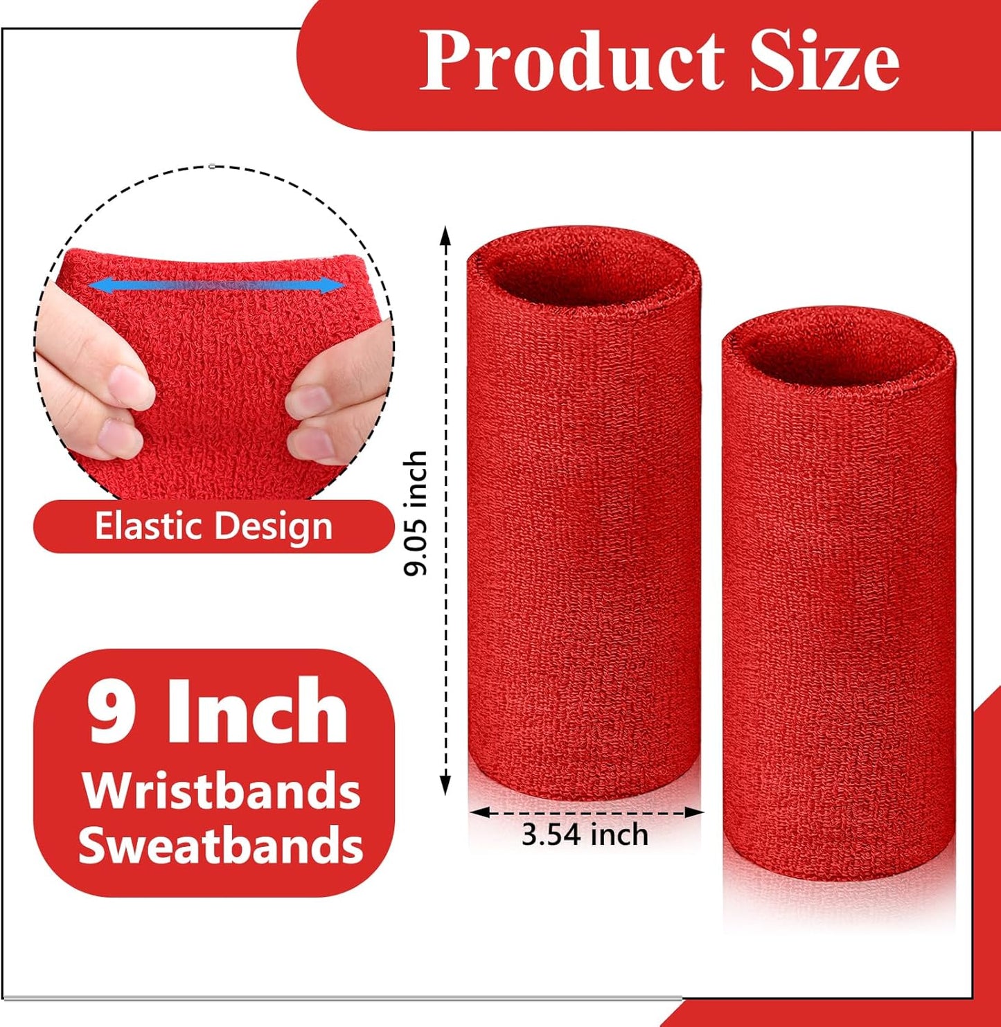 2 Pcs 9 Inch Long Wristbands Sweatbands Black Large Sweat Bands Wristbands Wrist Sweatbands Bulk Arm Sweat Bands for Men Women Weight Loss Football Workout