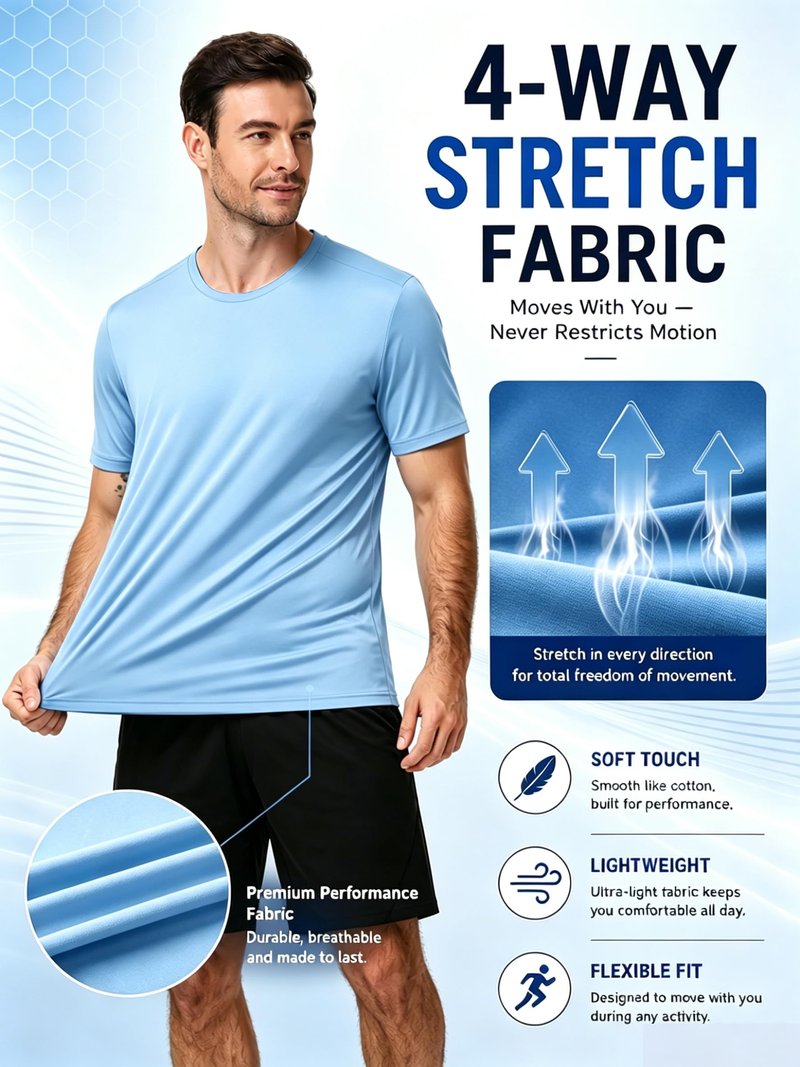 WENTTUO Workout Mens Shirts Swim Shirt Causal Running Shirts Men Short Sleeve Fast Dry Gym Shirt Cooling Mens Pack Short Sleeve T-Shirts