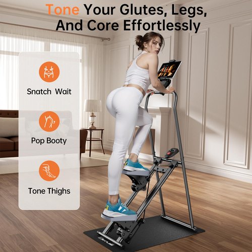 seanleecore Stair Stepper Machine for Home with Device Holder & Silicone Floor Mat, Extra-Long Non-Slip Pedals Vertical Climber Exercise Machine