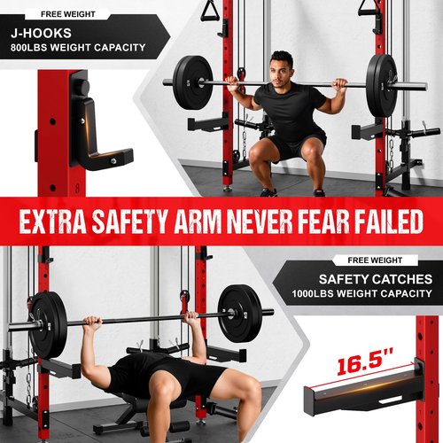 Goimu WM3 Folding Squat Rack, Wall Mounted Power Rack with Dual Independent Pulley System, Functional Trainer with 5 Adjustable Function Modes for Space Saving Home Gym