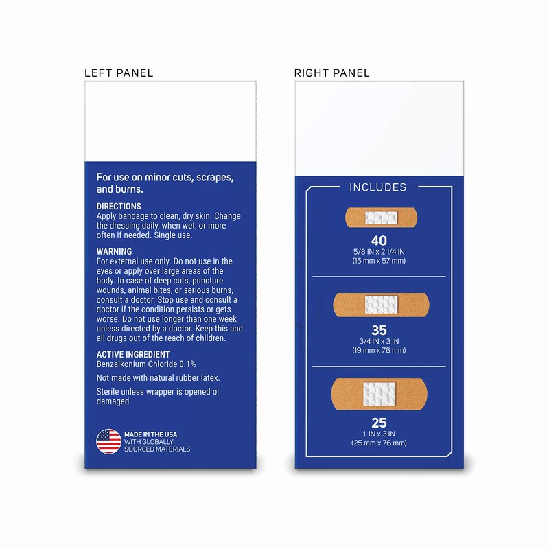 Care Science Fabric Adhesive Bandages, 100 ct Assorted Sizes | Flexible + Breathable Protection Helps Prevent Infection for First Aid and Wound Care