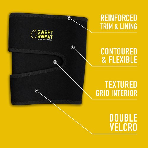 Sports Research Sweet Sweat Thigh Trimmers for Men & Women | Increases Heat & Sweat to the Thighs | Includes Mesh Carry-Bag (Yellow, Large)